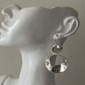 E&L Sterling Silver Swirl Electroform Earrings Made in Israel 2in long